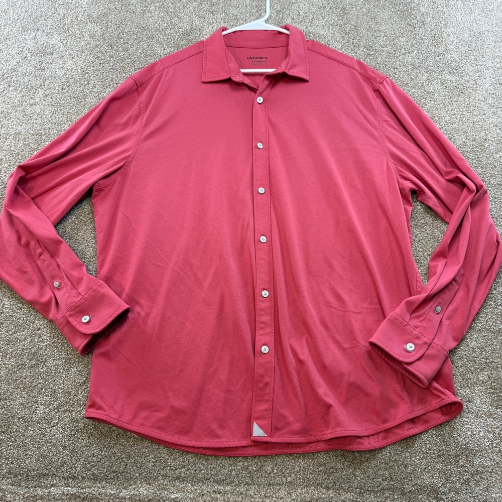 UNTUCKit Mens XX-Large Salmon Long Sleeve 100% Cotton Shirt Work Office Collared